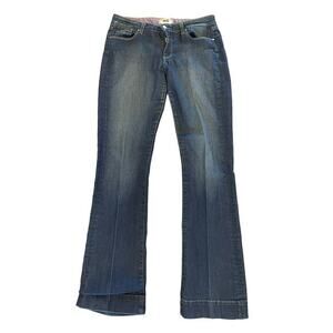 Paige Denim Penny Flare Leg Trouser Jeans Medium Wash with Hem‎ Stitching 30